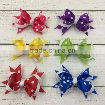 China Supplier Wholesale 3 inches Little Girls Big Dot Newborn Flower Hair Bow, Hot Selling Child Hair Wear