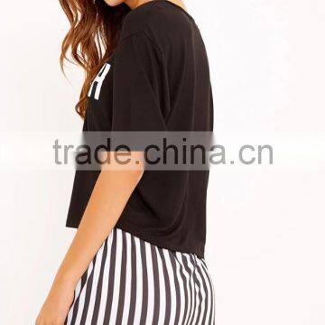 Top Selling Women Cotton Pajamas Custom Logo Print Summer Pyjama Short Sleeve Top With Stripes Shorts photo-2