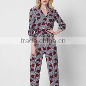 2017 Spring Chiffon Heart Printed Women Jumpsuits