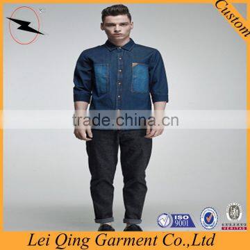 Fashion long sleeve man denim shirt 2015