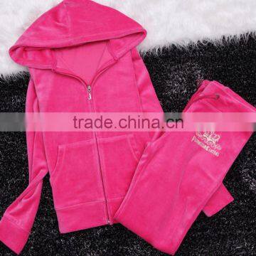 Hot Sale Fashion Popular Velvet Tracksuit Wholesale Cheap Women's Velvet Tracksuit 2017 Design Tracksuit photo-5