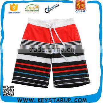 Man Easy Comfortable Beach Short Exposed Cleavage Strips Printed Boxer Swim Shorts