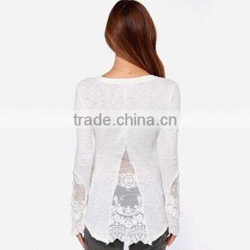 Classical Black and White Solid Dovetail Split Net Yarn Splicing Knitting Slim Soft t Shirt Thin Women photo-2