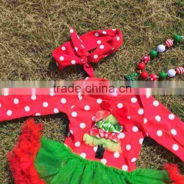 Baby Clothes Christmas Christmas Tree Green Red Tutu Romper White Dot Christmas Romper Kid Romper With Neckalce and Headband photo-4