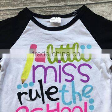 Baby Girls Cotton Raglans Girls Little Miss Rule the School Raglans Baby Girls Back to School Cotton Raglans Ruffle Sleeve photo-3