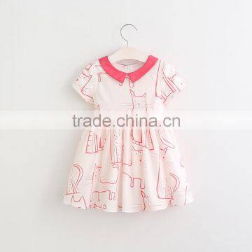 Short Sleeve Cartoon Printing Cotton Kids Clothes Girls Dresses Baby photo-2