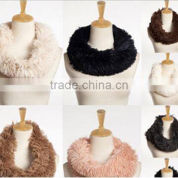 The new imitation fur men and women burst stretch elastic scarf neck sets imitation lion long hair pure color warm hedge collar