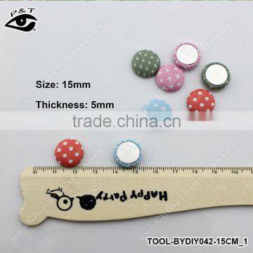 15mm Semicircle Polka-dot Printing Covered Buttons Flatback Fabric Button Accessories for Craft