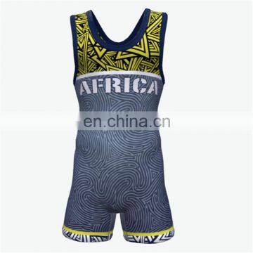Custom brand sublimation printing design wrestling jersey singlet