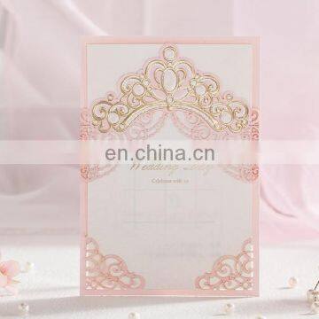 Creative 6072 Pink Royal Free Customized Laser Cut Wedding Invitation Card