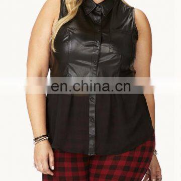 CHEFON Pretty Faux Leather Shirt CWPD0023