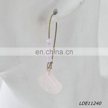 Fashionable simple scalloped pink crystal drop earrings natural stone jewelry