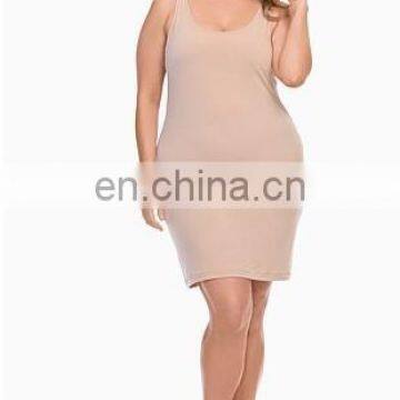 2015 latest fashion casual dress for fat ladies with adjustable straps knee length