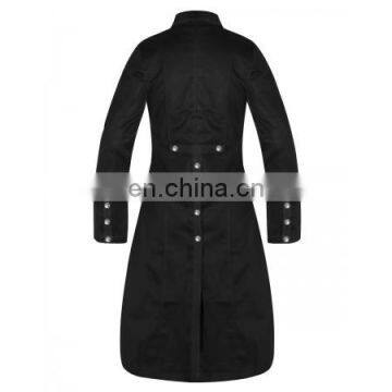 Men Dark Military Straight Trench Black Gothic Fashion Long Coat photo-2