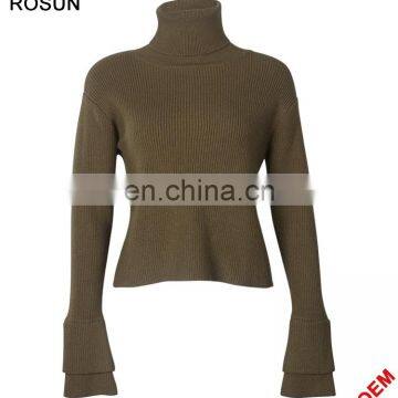 High neck knit wear girl sweater