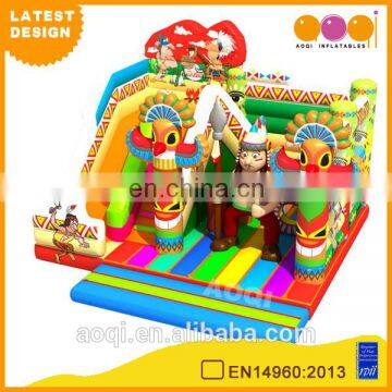 2016 AOQI newest design Indian totem inflatable combo bouncer for kids with free EN14960 certificate