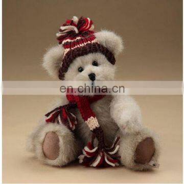 promotional toy custom teddy bear with scarf have a sweater, shirt or green ribbon