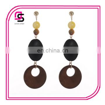 Fashion Natural beads with wooden beads charm fishhook earrings