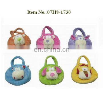 wholesale plush shopping tote bags with animal heads design for kids