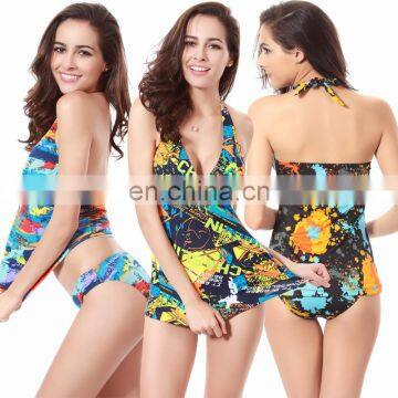 Amazing Prints swimwear 2016 Big size tankini sex girls photo