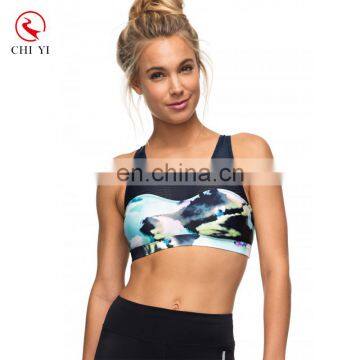 All Over Print Mesh Insert Sports Bra For Women