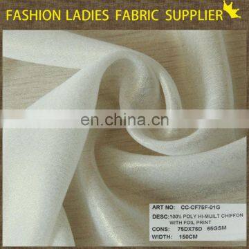 chiffon fabric for dress, 100% polyester chiffon fabric,foil print chiffon