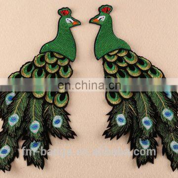 new hand cheapest 3D sequin peafowl/Peacock embroidery patch, iron on 3D patch in stock
