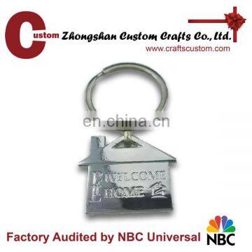 Promotional custom blank metal key chains house shape