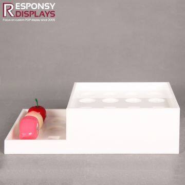 Custom White Acrylic Lip Balm Counter Display Stand Lipstick Rack For Makeup Shoppe photo-2
