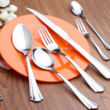 Stainless steel embossed western food knife, fork and spoon set