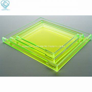 wholesale transparent rectangle acrylic tray with handle