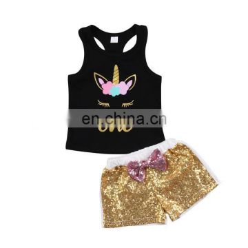 Fancy sweet sequins shorts set girls boutique clothing