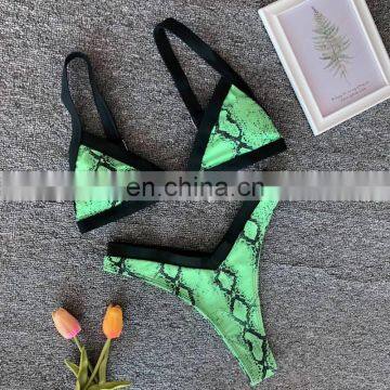 Retro Swimwear Women 2019 Push Up Bikini Set Snake Skin Printed Swimsuit Brazilian Monokini Thong Trikini Badpak Banadores Mujer