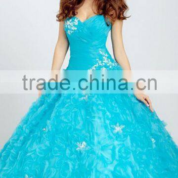 2014 New High Quality Elegant sweetheart sleeveless Ball Gown with appliqued and pleat A-Line Quinceanera Dress