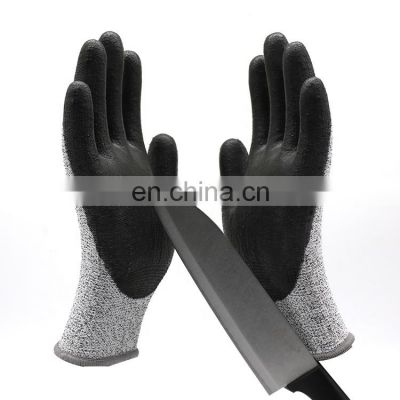 13G Customize Premium Quality Cut Gloves Cheap Safety Work Gloves With Black PU Coated A4 Against Abrasion