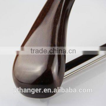 WSL013 Sshiny Uit Hanger With Locking Bar Shine Brown Wood Hangers for Clothes photo-3