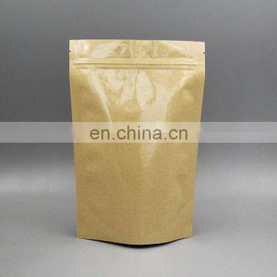 Customized Printed Stand Up Kraft Paper Bag One Side Clear And One Side Kraft Paper