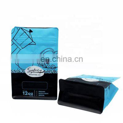 Low MOQ custom printed 250g foil coffee bags zip coffee bag with valve