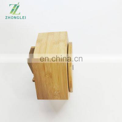 Rotating Pencil Pen Holder With 6 Compartments Bamboo Art Supply Organizer Office Supplies Desktop Storage Caddy With Handle