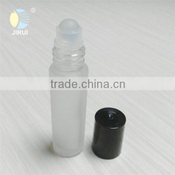 10ml frosted white roll on bottle with black plastic cap