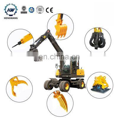 Hengwang HW90 In Stock Wheel Excavator Machine 9 ton Mini Wheel Excavator With Cheap Price