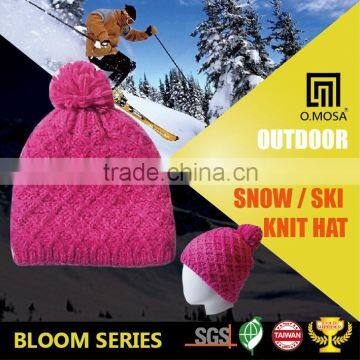 OM3693 O.MOSA 3G Acrylic Space Dyed Solid Color Diamond Structure Knitted Beanie Hat