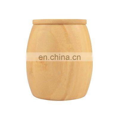 Large Round Bamboo Wood Salt Box Food Container With Lid For Flour, Sugar, Coffee, Tea