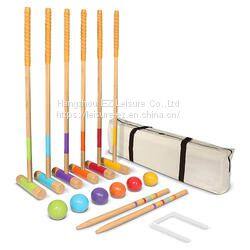 Classic Outdoor Yard Game Wooden Garden Croquet Set