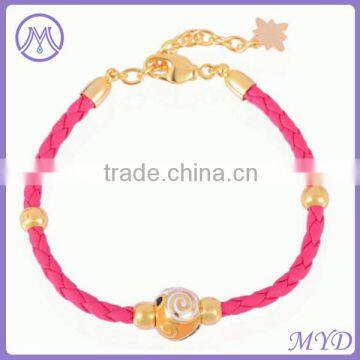 customized DIY fake cloisonne enamel bead leather bracelet