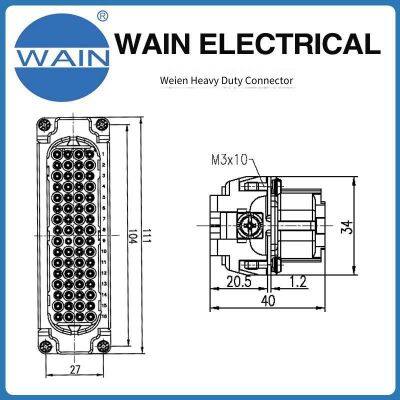 Wain Heavy-duty Connector Hd-064-fc Insert, 64-pin Ultra-high Density Insert Rectangular Connector, Aviation Plug photo-3
