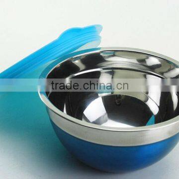 2.0L stainless steel colorful salad bowl with lid