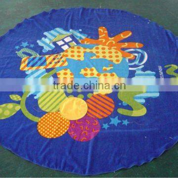 Round Velour Printed Beach Towel Mat