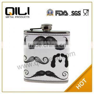 Hot transfer leather wrapped stainless steel thermos bottle for hot sale