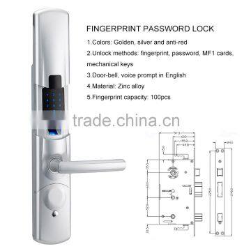 Keyless touch screen digital electronic smart Finger Scanner door lock